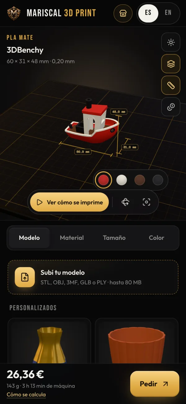 El estudio de Mariscal 3D Print en un celular